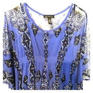 Royal blue shear paisley print top Large